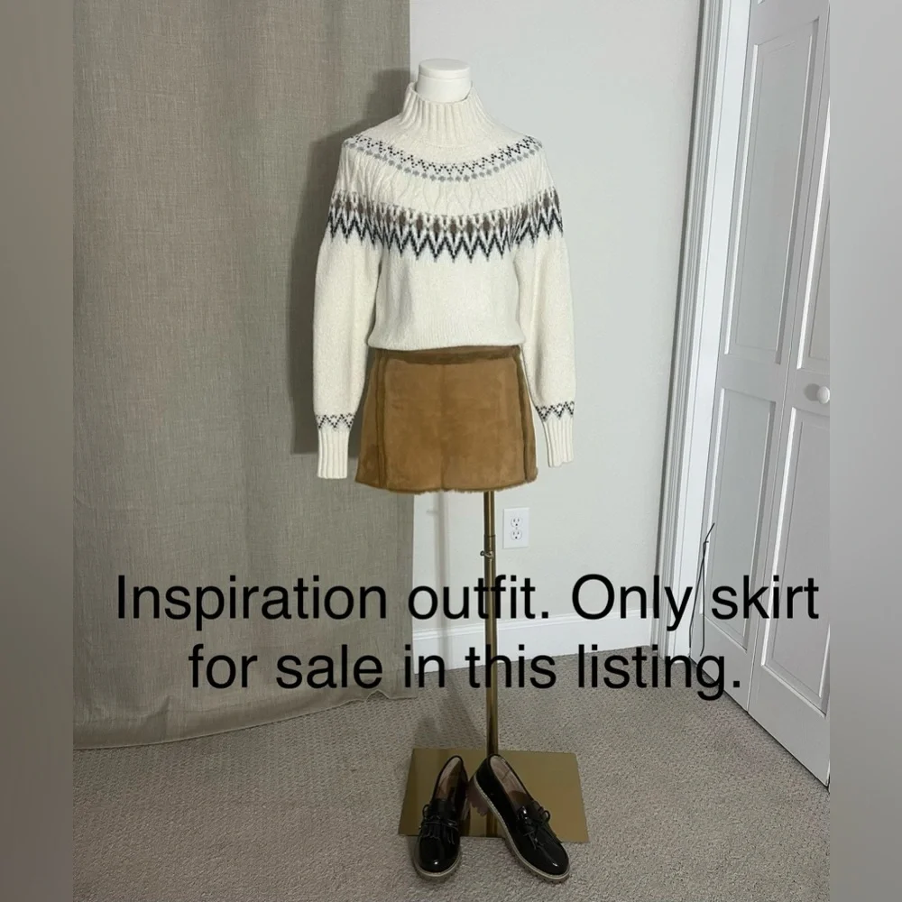 Women’s Festival Y2K UGG Australia Suede Fur Lined Mini Skirt Brown Size Small‎